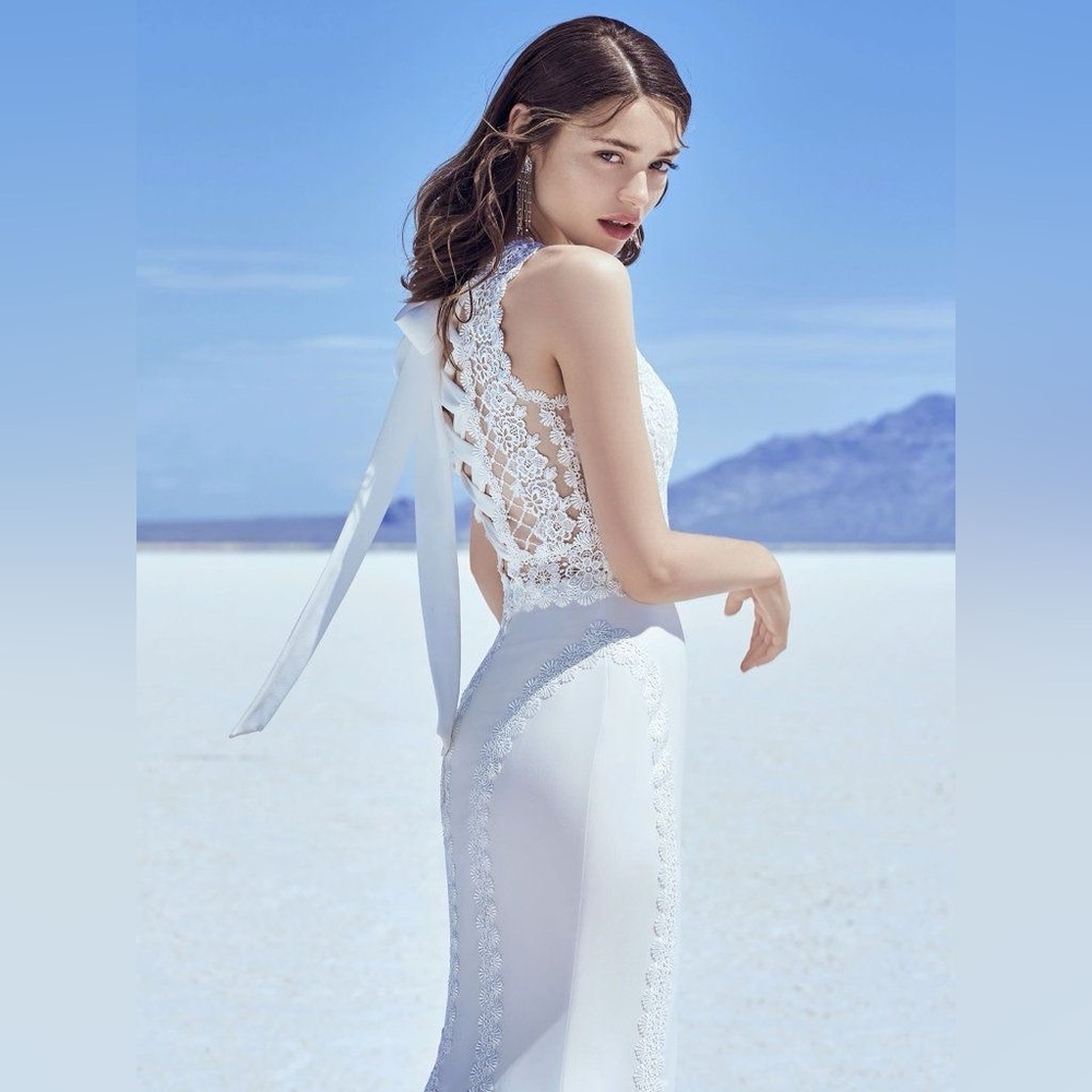 NWOT Sottero and Midgley Barrington Boho Backless lace up Wedding Dress - Size 6 - Picture 3 of 8
